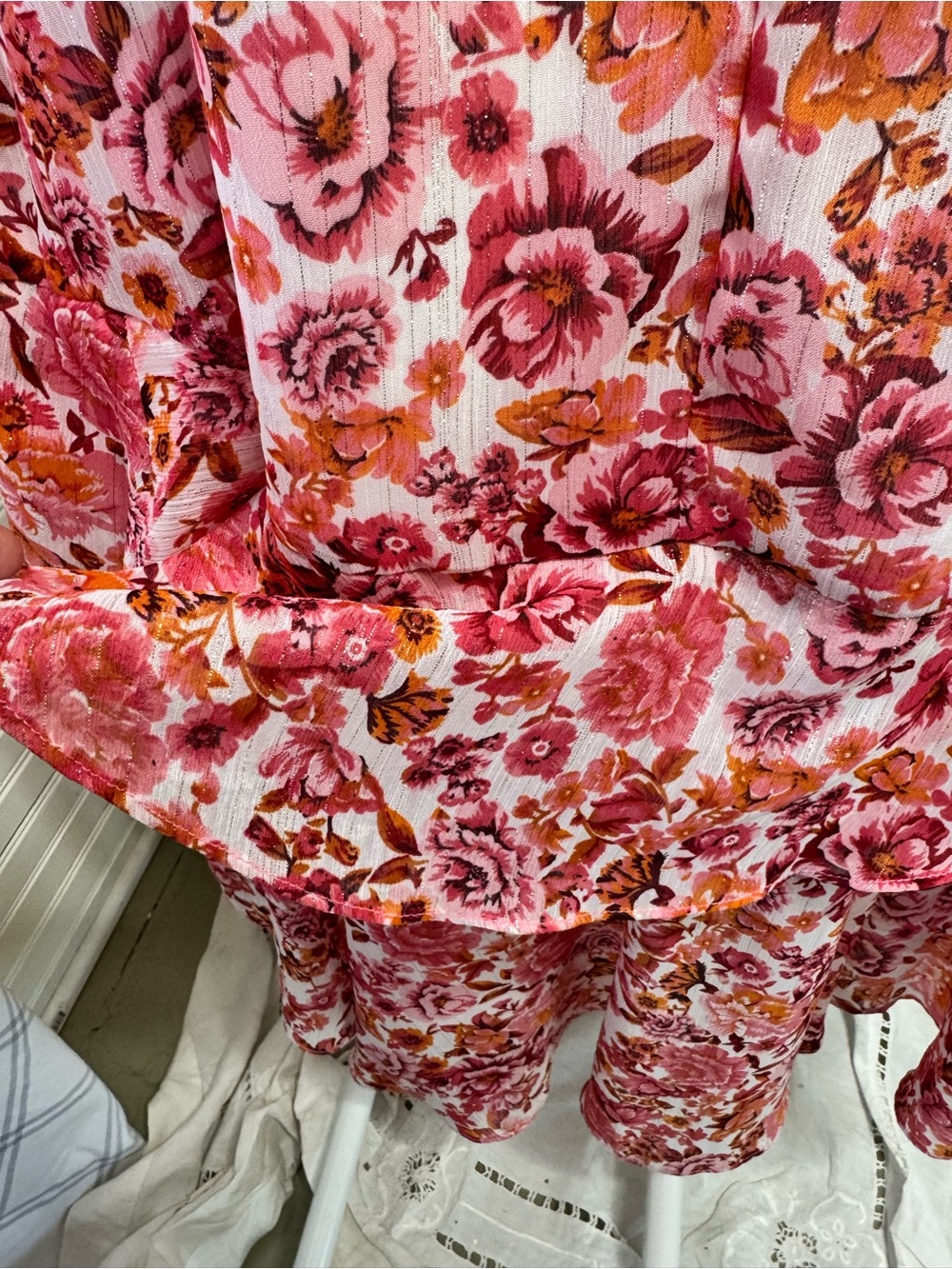 Lulu’s Always Enchanting pink floral metallic high low dress - Picture 8 of 10